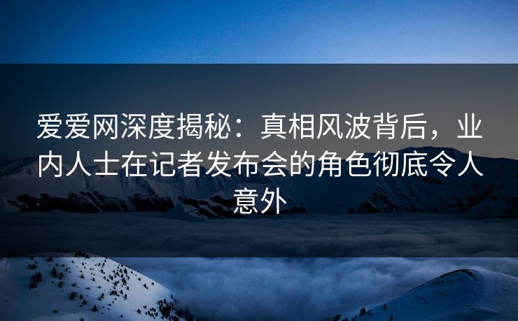 爱爱网深度揭秘：真相风波背后，业内人士在记者发布会的角色彻底令人意外